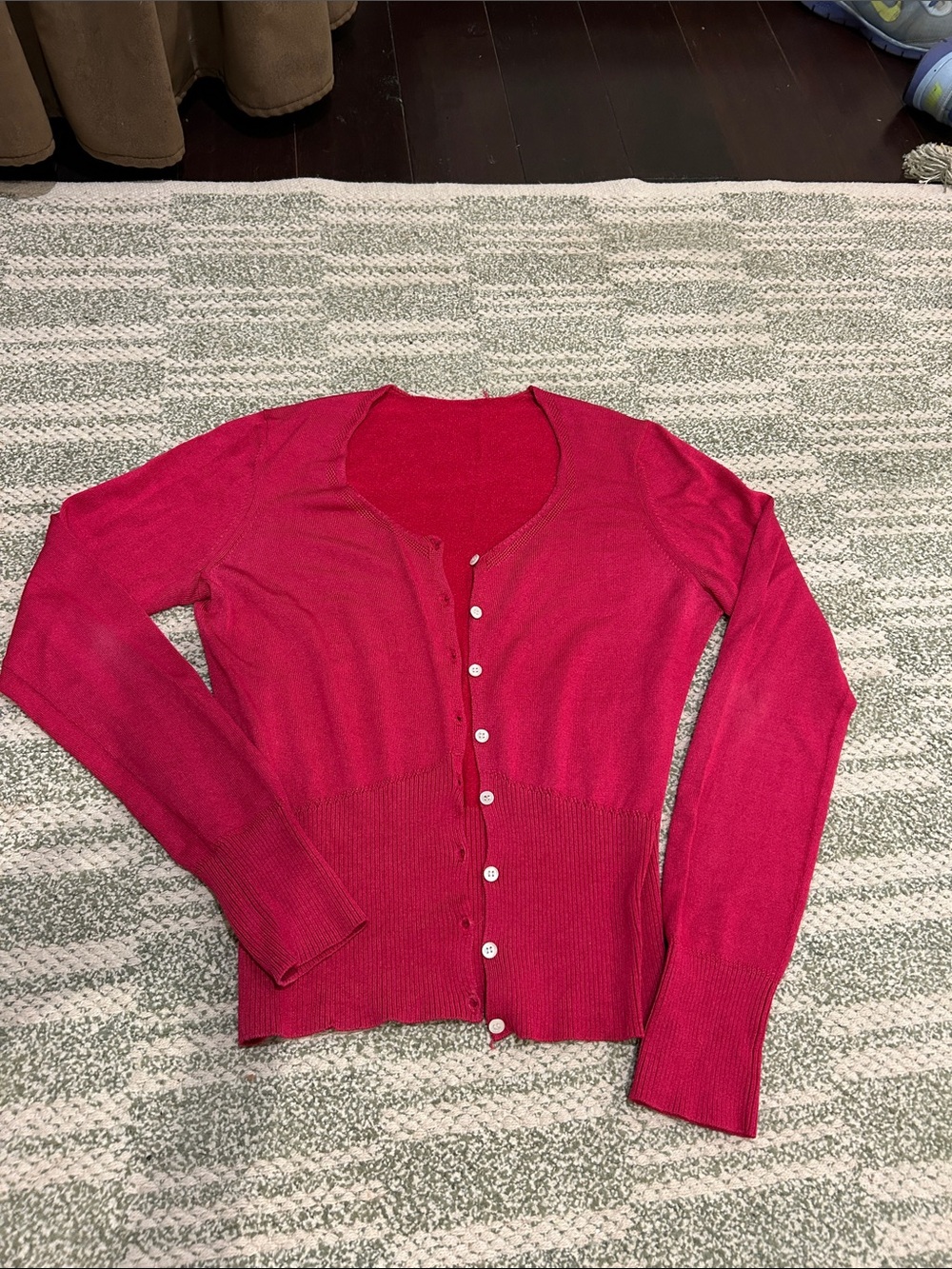 Bright Pink Button-Front Women’s Sweater Cardigan